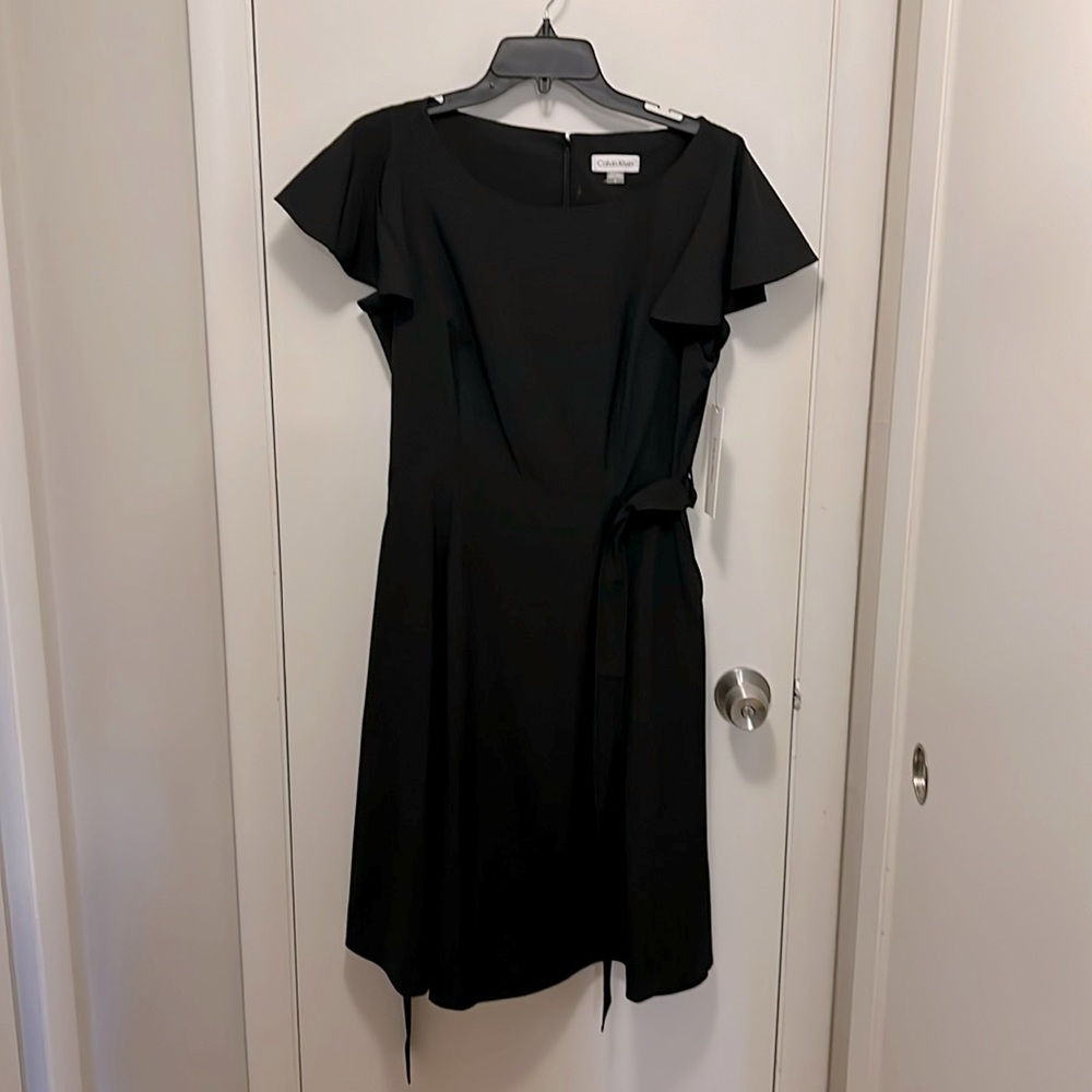 Calvin Klein Black Dress with Pockets & Belt